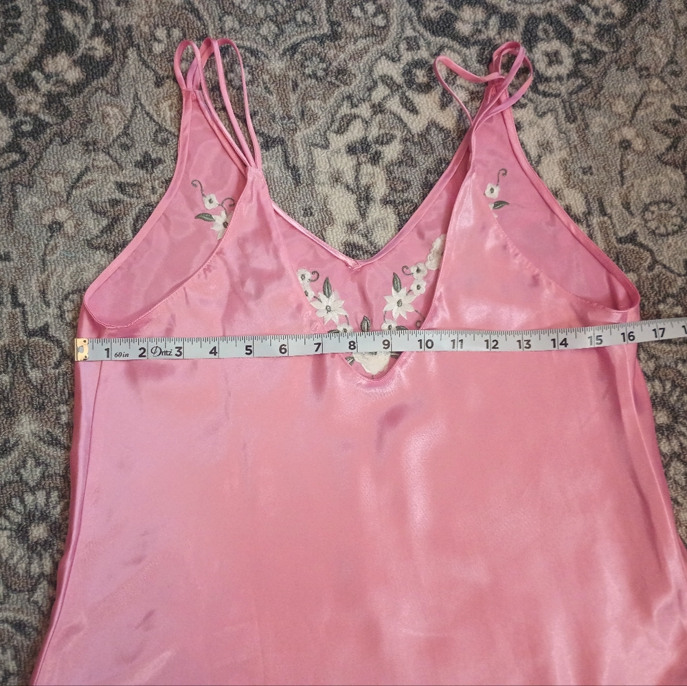 Vintage Inner Most Satin Slip Dress Medium Pink Floral Embroidered Dainty Y2K - Picture 8 of 12